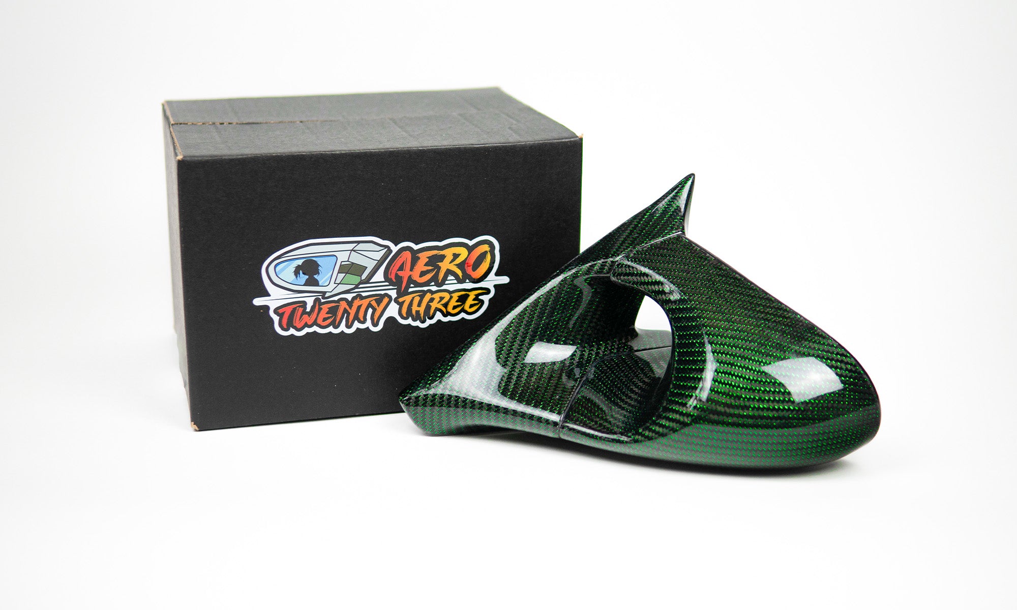Power Aero Mirrors - Green Twill Weave Carbon Fibre