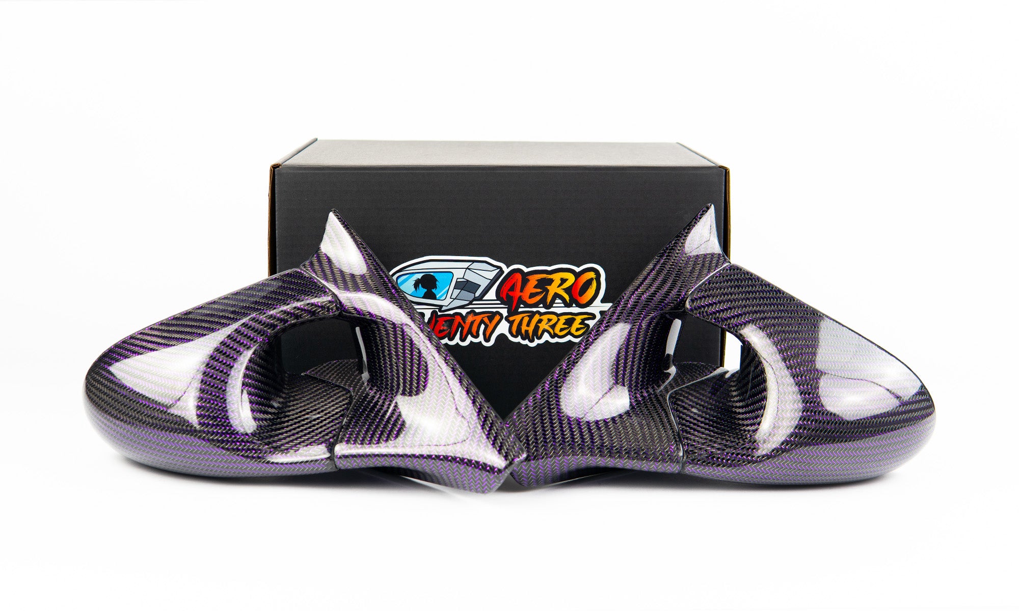 Power Aero Mirrors - Purple Twill Weave Carbon Fibre