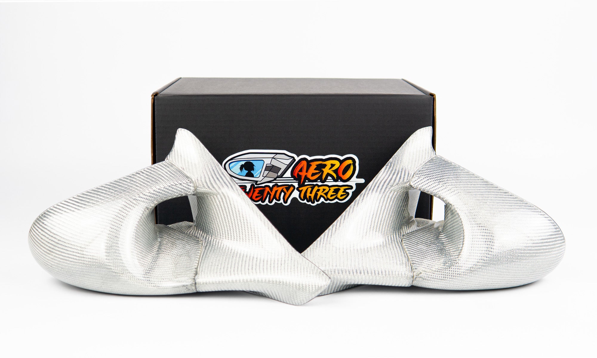 Power Aero Mirrors - Silver Twill Weave Carbon Fibre