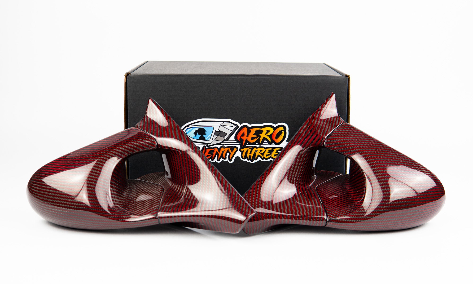 Power Aero Mirrors - Red Twill Weave Carbon Fibre