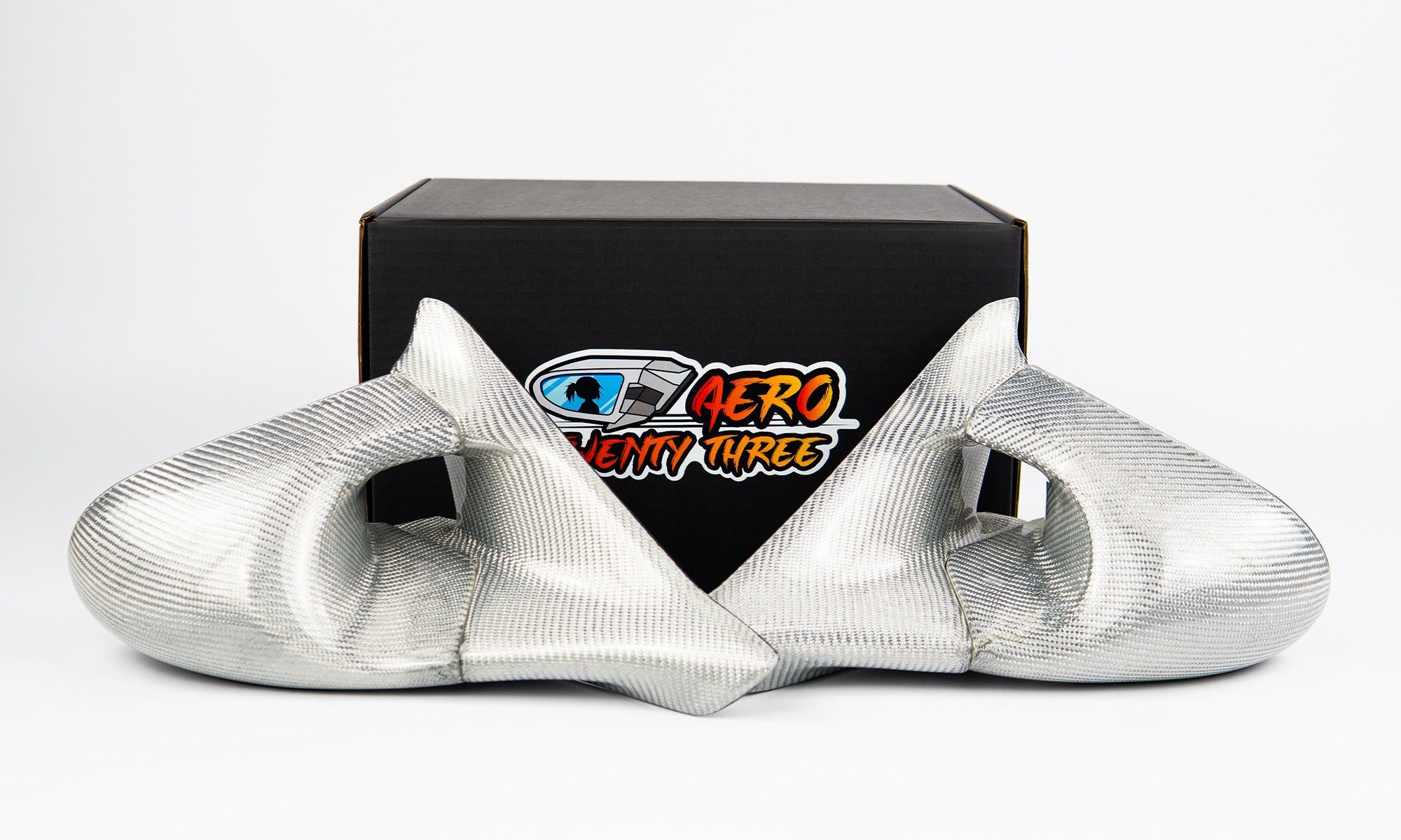 Power Aero Mirrors - Silver Twill Weave Carbon Fibre